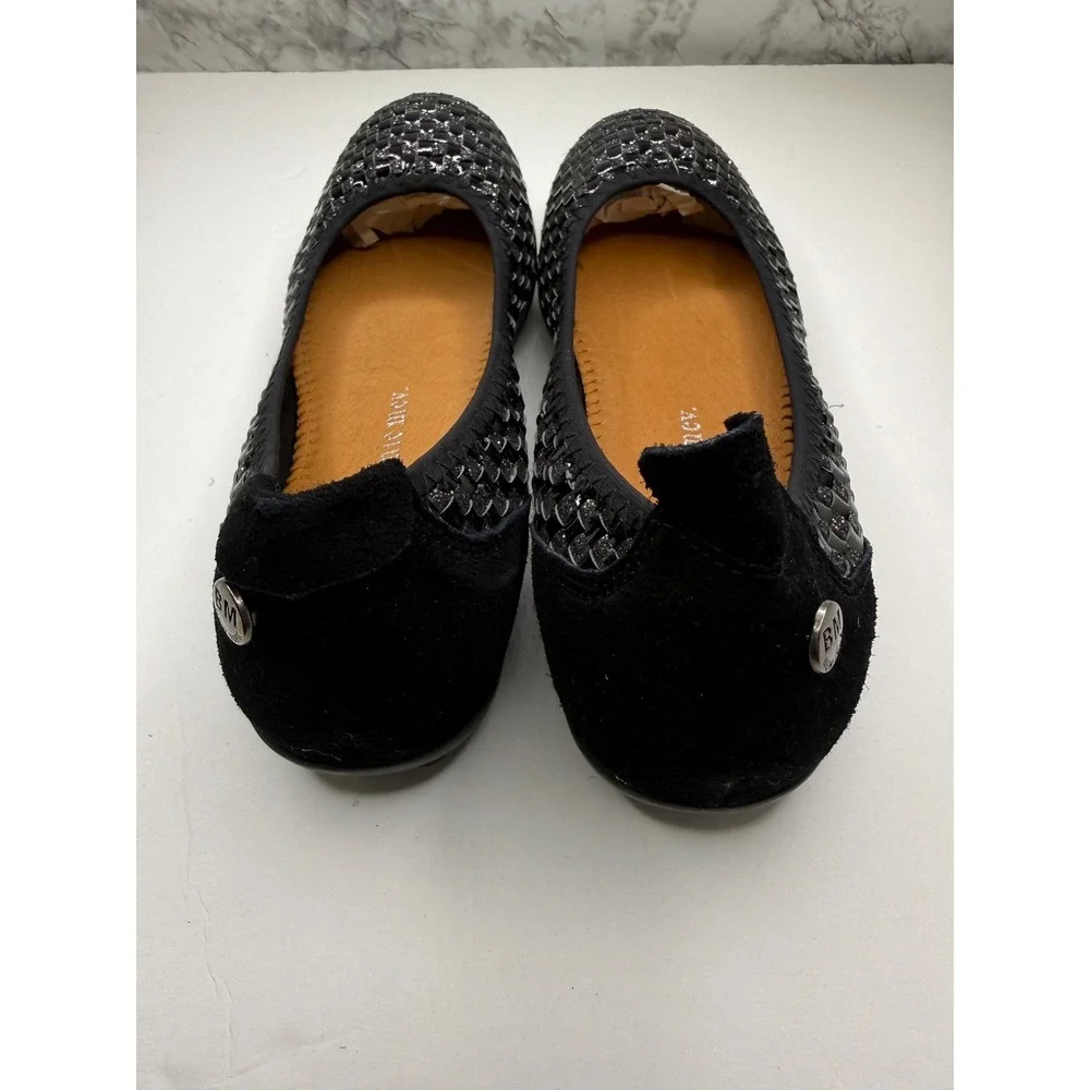 Bernie Mev Catwalk Black Glitter Woven Elastic Ballet‎ Flats Womens Size 38 EU